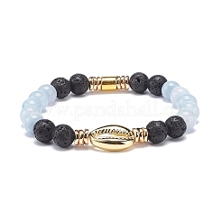 5 Uds 5 estilos de roca de lava natural y cuarzo natural y pulseras elásticas de hematita sintética&nbsp;BJEW-JB08739