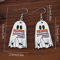 Boucles d'oreilles pendantes en bois fantôme avec livre&nbsp;FS-WG49A46-01