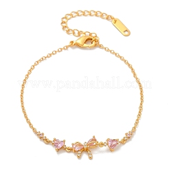 Bracelets à maillons en laiton avec zircone cubique de micro pave&nbsp;BJEW-Z122-01G