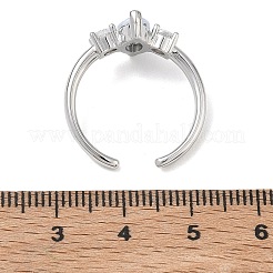 Offene Manschettenringe aus Messing mit Mikropavé und Zirkonia für Damen&nbsp;RJEW-L343-14P-04