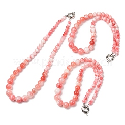 Colliers de perles rondes en jade vert naturel teint&nbsp;GG-CBAA808-05P-C