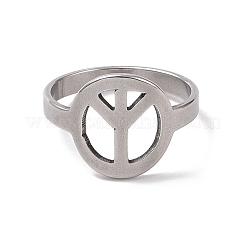 Anlaufgeschützter Fingerring aus 201 Edelstahl mit Peace-Zeichen&nbsp;RJEW-J051-43P