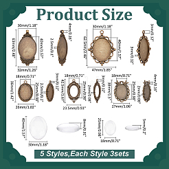 15 pz 5 stili lega stile tibetano intagliato rosa grande ciondolo cabochon&nbsp;TIBEP-ME0001-04