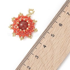 Natürlicher Karneol (gefärbt und erhitzt) mit Anhängern aus Glasperlen&nbsp;PALLOY-MZ01275-02