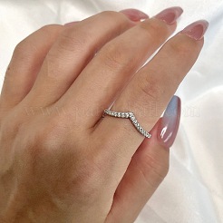 Rhodinierter Fingerring aus 925 Sterlingsilber mit Mikropavé-Kubikzirkonia für Damen&nbsp;RJEW-F150-15B-01P