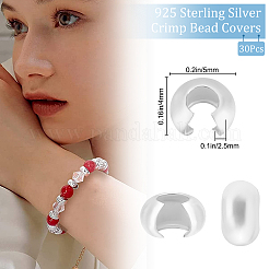 30 Stück 925 Sterling Silber Quetschperlenabdeckungen&nbsp;STER-BBC0001-31