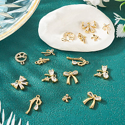 16 pièces 8 styles en laiton micro pavé pendentifs en zircone cubique claire&nbsp;KK-TA0001-89
