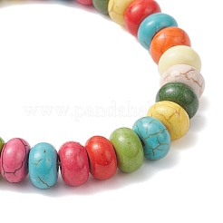 Braccialetti elastici con perline rondelle turchesi sintetiche per uomo e donna&nbsp;BJEW-JB12450