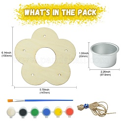 2 juego de comedero para pájaros de madera diy con flores&nbsp;DIY-CJ0002-55