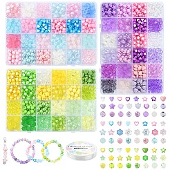 DIY-Sets zur Herstellung runder Armbänder aus Acrylperlen mit Stern und Blume&nbsp;DIY-YW0009-95