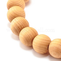 Bracelets extensibles en perles rondes en bois naturel&nbsp;BJEW-JB07276