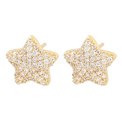 Latón micro pave aretes de circonita cúbica transparente&nbsp;EJEW-G471-31G-01