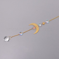 Sole e falce di luna ornamento in ottone con campanelli eolici&nbsp;HJEW-TAC0009-09G
