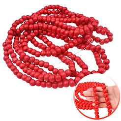 Pendentifs décoratifs en perles rondes en bois pour décorations de Noël&nbsp;HJEW-WH20003-49A