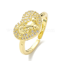 Cuore in zirconi trasparenti con anello polsino a forma di orso&nbsp;RJEW-H135-01G