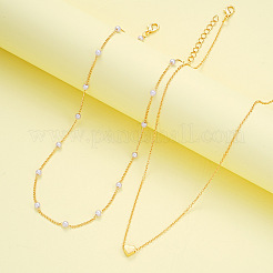 Sets aus runden Halsketten und doppellagigen Armbändern aus Kunstperlen und Herz-Legierung&nbsp;FS-WGC2DB5-01