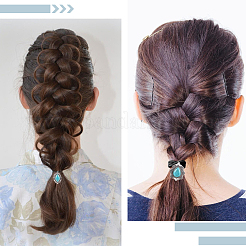 3 Stück 3 Stile Gummi & synthetische türkis elastische Haar-Accessoires&nbsp;AJEW-CY0001-75