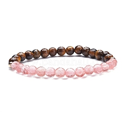 Set di braccialetti elasticizzati con perline rotonde in occhio di tigre naturale&nbsp;BJEW-JB07293