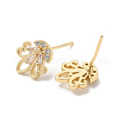 Orecchini a bottone in ottone con zirconi trasparenti&nbsp;EJEW-B035-08KCG