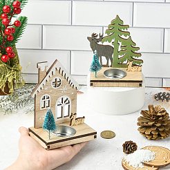 1 Satz 2 Stück 2 Stile Weihnachten Holz Kerzenständer gemischte Farben&nbsp;ST-CJ0040-002