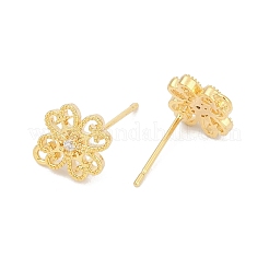 Accessoires de puces d'oreilles en laiton zircone cubique claire micro pavé&nbsp;KK-Z099-01G-01