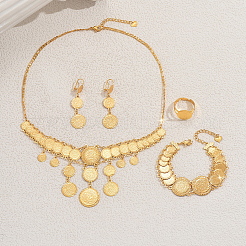 Set di gioielli vintage in ottone multistrato con nappe e monete per donna&nbsp;ZE1443