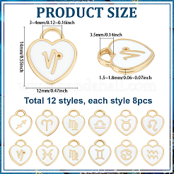 96 pièces 12 styles pendentifs en émail en alliage plaqué or clair&nbsp;ENAM-PH0003-14B