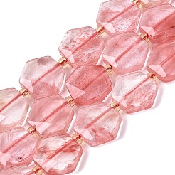 Cuentas de cristal de cuarzo cereza hebras&nbsp;G-N368-01A-21