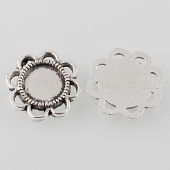 Cabochon bases bandeja de flor de la aleación de plata antigua de estilo tibetano&nbsp;TIBE-M021-04AS