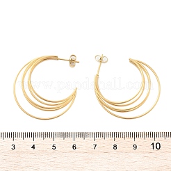 Pendientes de botón multicapa en forma de C de acero inoxidable 304&nbsp;EJEW-Z098-28G