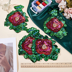 4 x Applikationen aus Stoff mit Blumenpailletten zum Aufnähen&nbsp;PATC-MA0001-20A