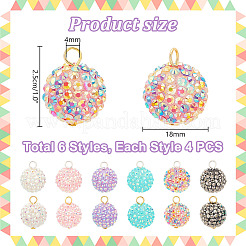 24 Stück 6 Stile Harz-Strass-Anhänger&nbsp;PALLOY-PH01657