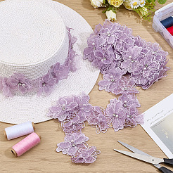 1 Stück Spitzenbesatz aus Polyester mit Blumen und Kunstperle&nbsp;OCOR-ME0001-48A
