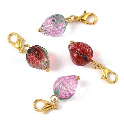 4 pièce 2 styles de décorations suspendues en forme de fraise faites à la main&nbsp;HJEW-FS00041-01