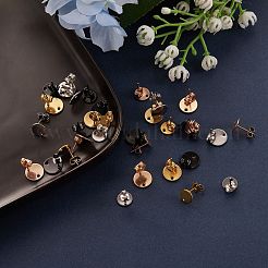 32 stücke 8 arten pvd vakuum beschichtung 304 edelstahl stud ohrring Zubehörse&nbsp;STAS-SZ0001-39