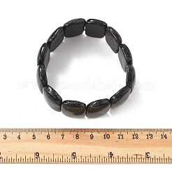 Natürliche schwarze Mondsteinperlen rechteckiges Stretcharmband&nbsp;BJEW-Q012-01A