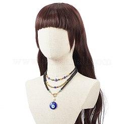 Collane del pendente dell'occhio diabolico del lampwork di stile 3pcs 3 messe&nbsp;NJEW-JN04067