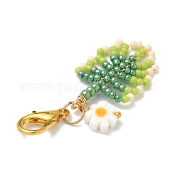 Decorazioni pendenti con foglie di perline di semi realizzate a mano con telaio&nbsp;HJEW-MZ00363