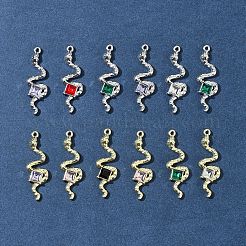 12 Stück 2-Farben-Rack-Plating-Legierung-Strass-Anhänger&nbsp;FIND-FS0003-70