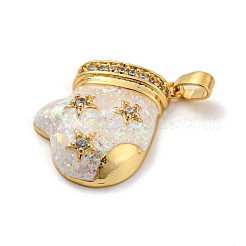 Colgantes de circonita cúbica micro pavé de latón navideño&nbsp;KK-H468-02A-01G