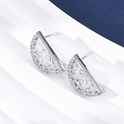 Latón micro pave aretes de circonita cúbica transparente&nbsp;EJEW-Q015-15P