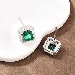 Aretes cuadrados de latón con micropavé de circonitas cúbicas&nbsp;EJEW-Z164-22P-02