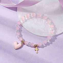 Verre rond perles bracelets extensibles&nbsp;BJEW-JB09909-05