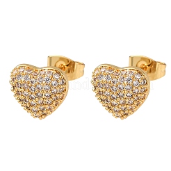 Pendientes de tuerca de circonio cúbico con micro pave de latón&nbsp;EJEW-F418-08G