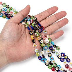 Flache runde handgemachte Millefiori Glasperlen&nbsp;LK-R004-53