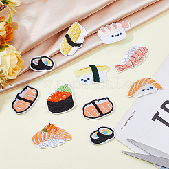 18 Stück 9 Stile Sushi-Thema computergesteuerte Stickerei Stoff zum Aufbügeln/Aufnähen Patches&nbsp;PATC-HS0001-04