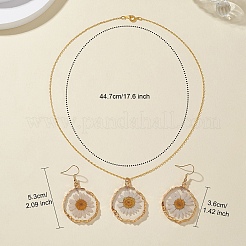 Ohrringe und Halsketten-Sets mit getrockneten Blumen aus Kunstharz&nbsp;SJEW-FS00005