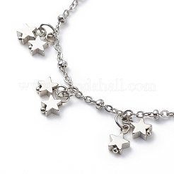 Bracciale con ciondolo a forma di stella in acciaio inossidabile 304 con catene satellitari per donna&nbsp;BJEW-JB08842