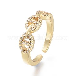 Messing Micro Pave klare Manschettenringe aus Zirkonia&nbsp;RJEW-O037-07G