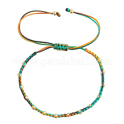 Braccialetti di perline intrecciate con perline rotonde in ottone&nbsp;CX8547-1